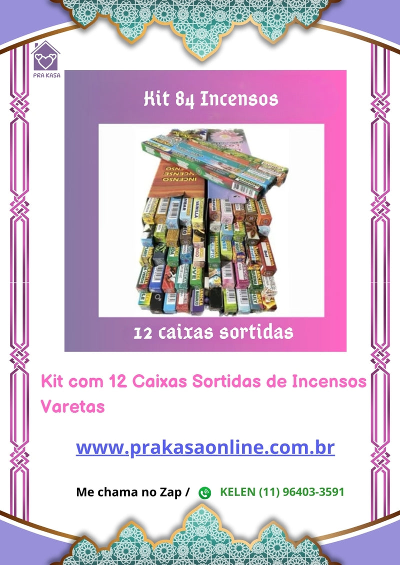 Kit com 12 Caixas Sortidas de Incensos Varetas