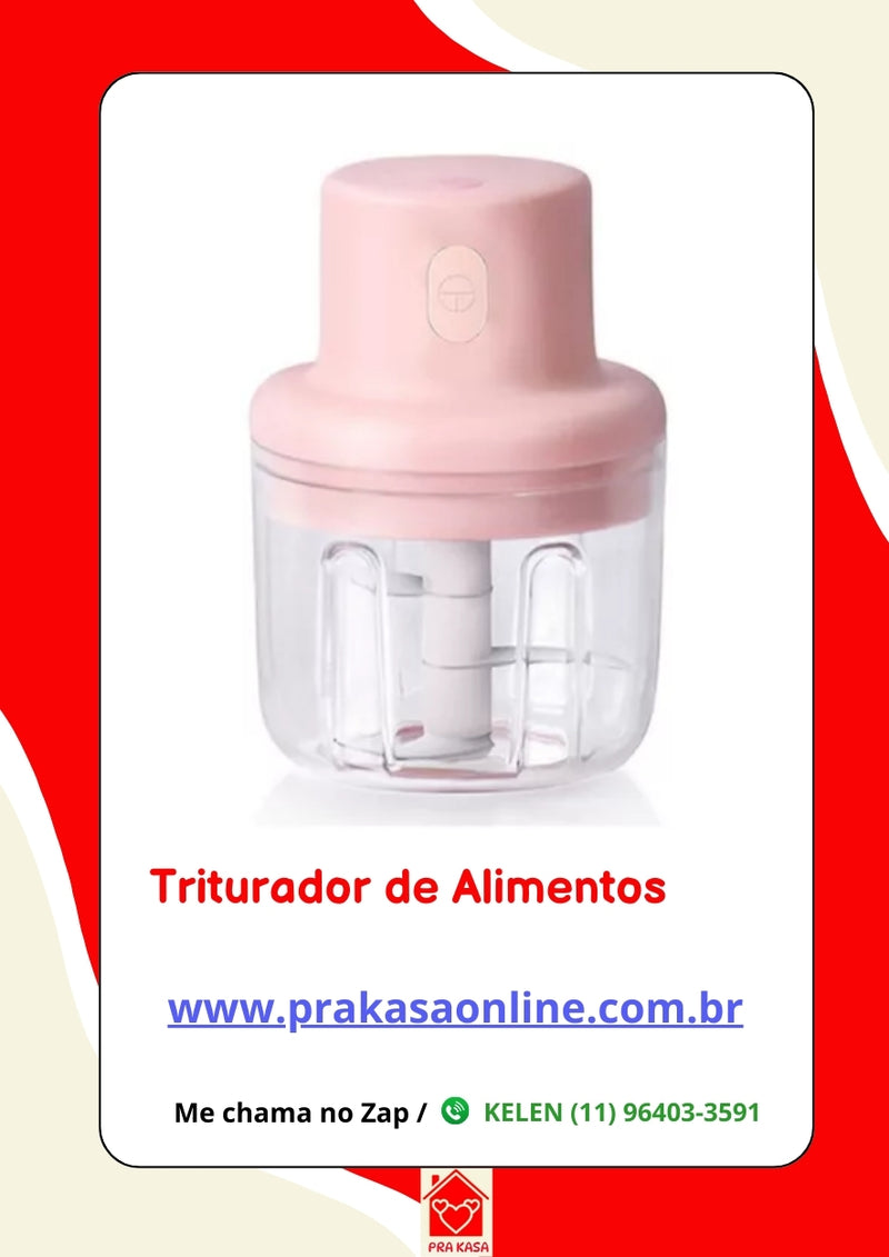 Processador Triturador Alimentos Elétrico Recarregável