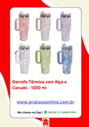 Garrafa Térmica 1200ml a Vácuo Água Gelada ou Quente com Alça e Canudo
