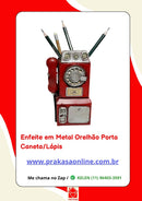 Enfeite em Metal Orelhão Porta Caneta/Lápis