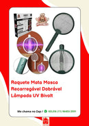 Raquete Elétrica Recarregável Mosquito Automática com Luz UV