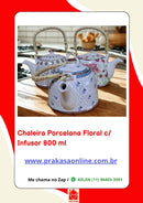 Chaleira Porcelana Oriental/Floral com Infusor 800 ml