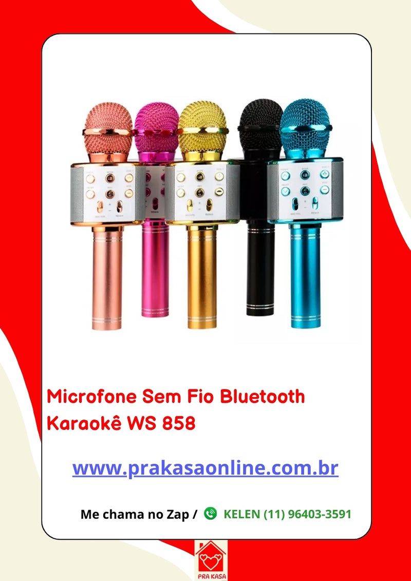 Microfone Sem Fio Bluetooth Usb Karaokê
