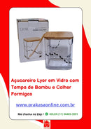 Açucareiro Lyor em Vidro com Tampa de Bambu e Colher Formigas