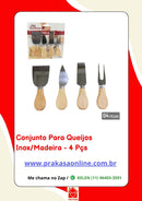 Conjunto Jogo de Utensílios para Queijo Inox 4 Peças Gourmet
