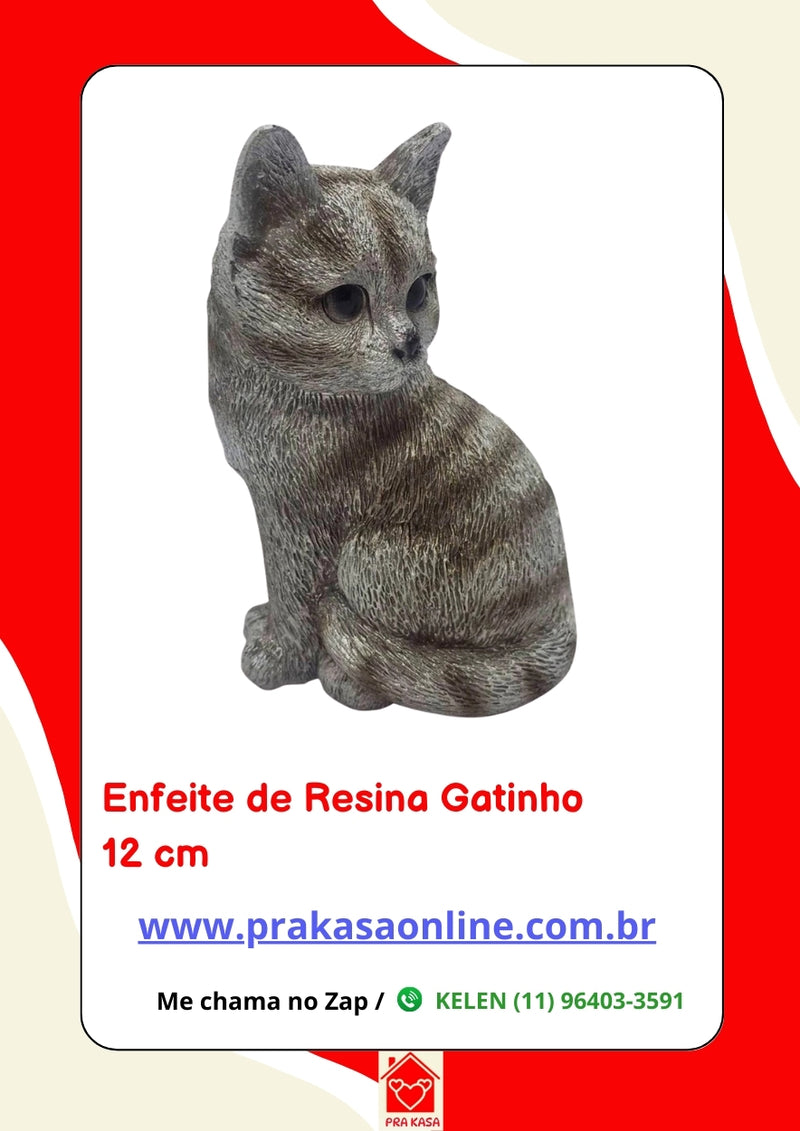 Enfeite de Resina Gatinho 12 cm