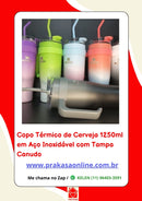 Copo Térmico de Cerveja 1250 ml em Aço Inoxidável com Tampa Canudo