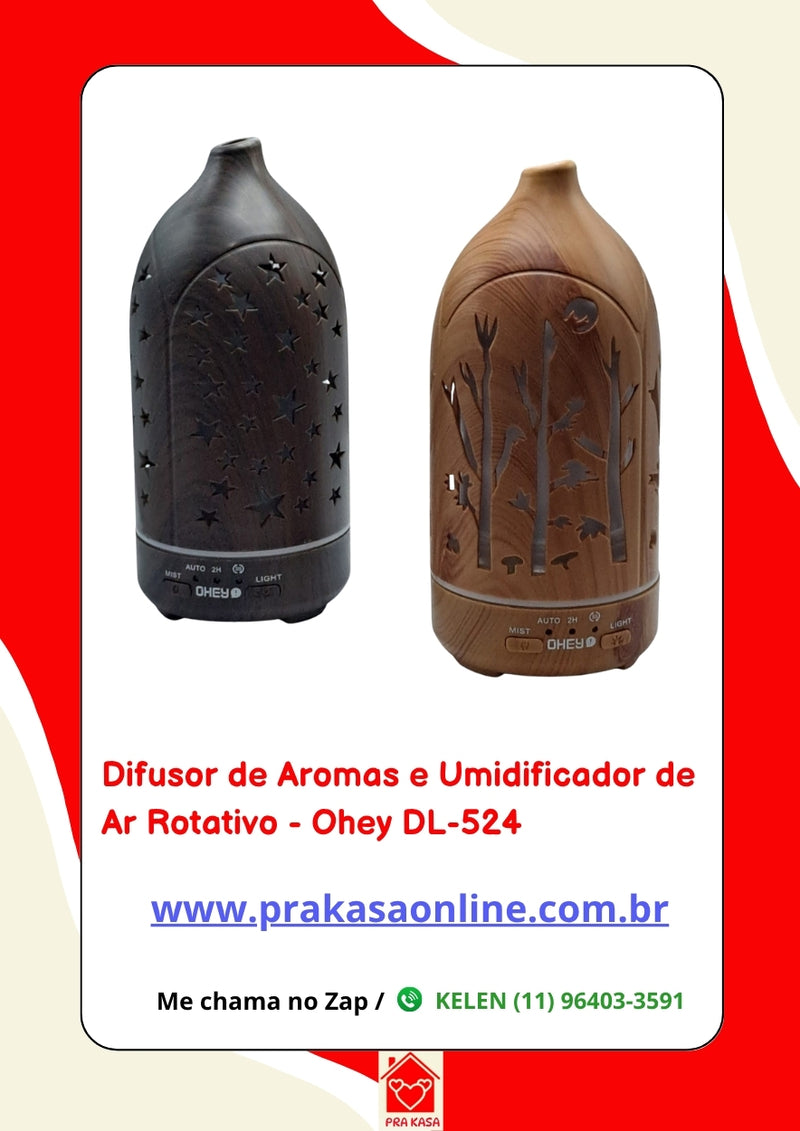 Difusor de Aromas e Umidificador de Ar Rotativo - Ohey DL-524