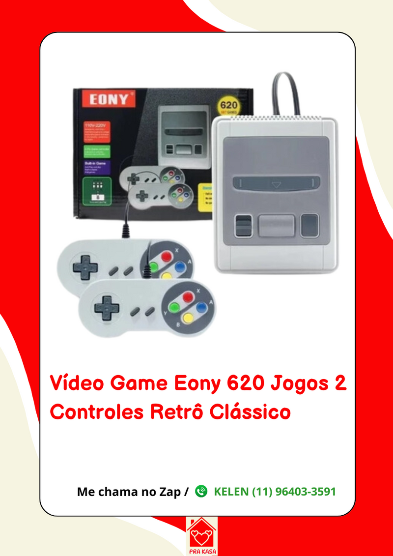 Video Game Super Mini 620 Jogos Retro 8 Bits 2 Controles