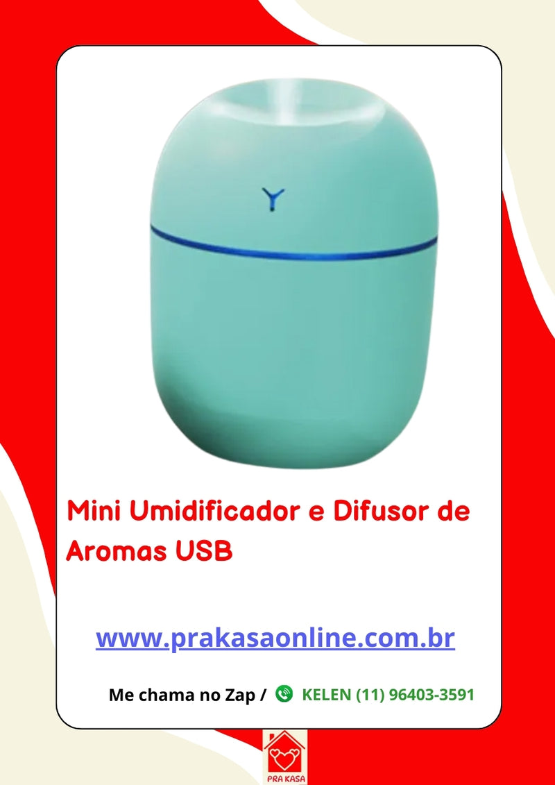 Mini Umidificador e Difusor de Aromas USB