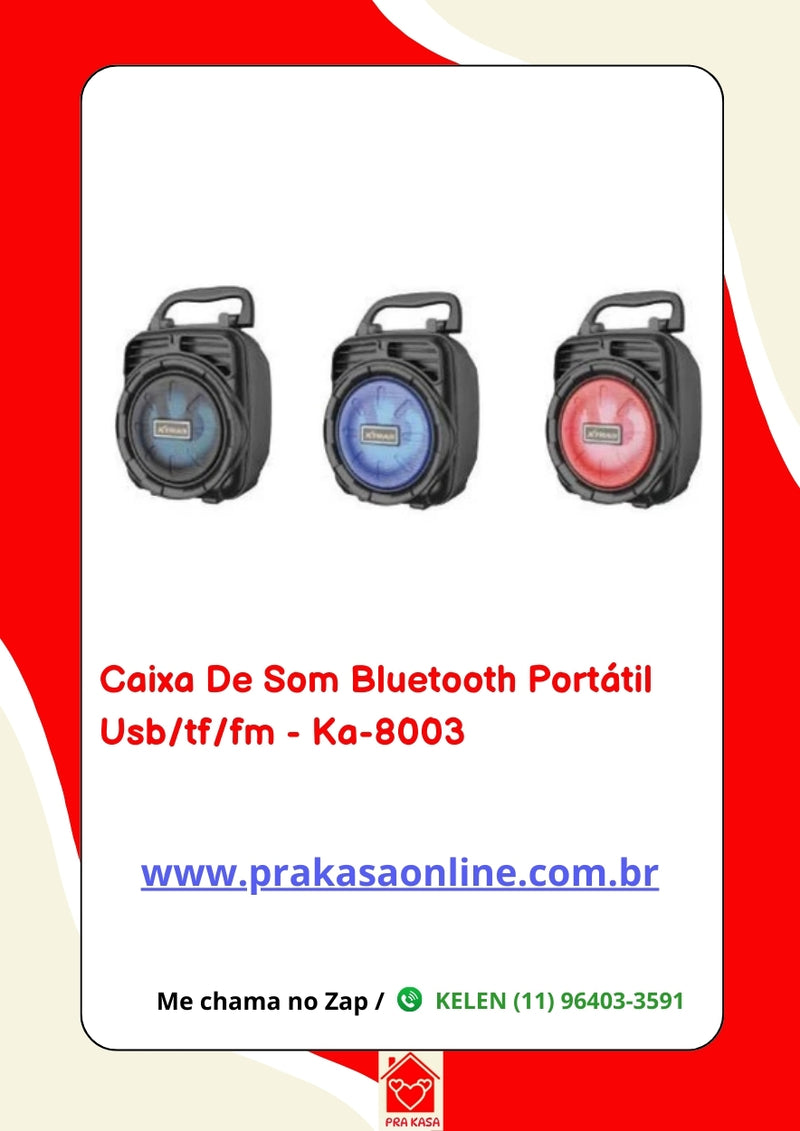 Caixa de Som Bluetooth Portátil USB/TF/FM - KA-8003 - Kapbom