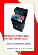 Canetinhas 24 Unidades Coloridas Escolar Estojo