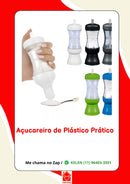 Açucareiro Porta Condimentos Prático de Mesa com Botão Dosador