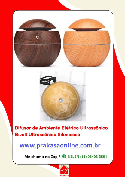 Difusor de Ambiente Elétrico Ultrassônico Bivolt Ultrassônico Silencioso