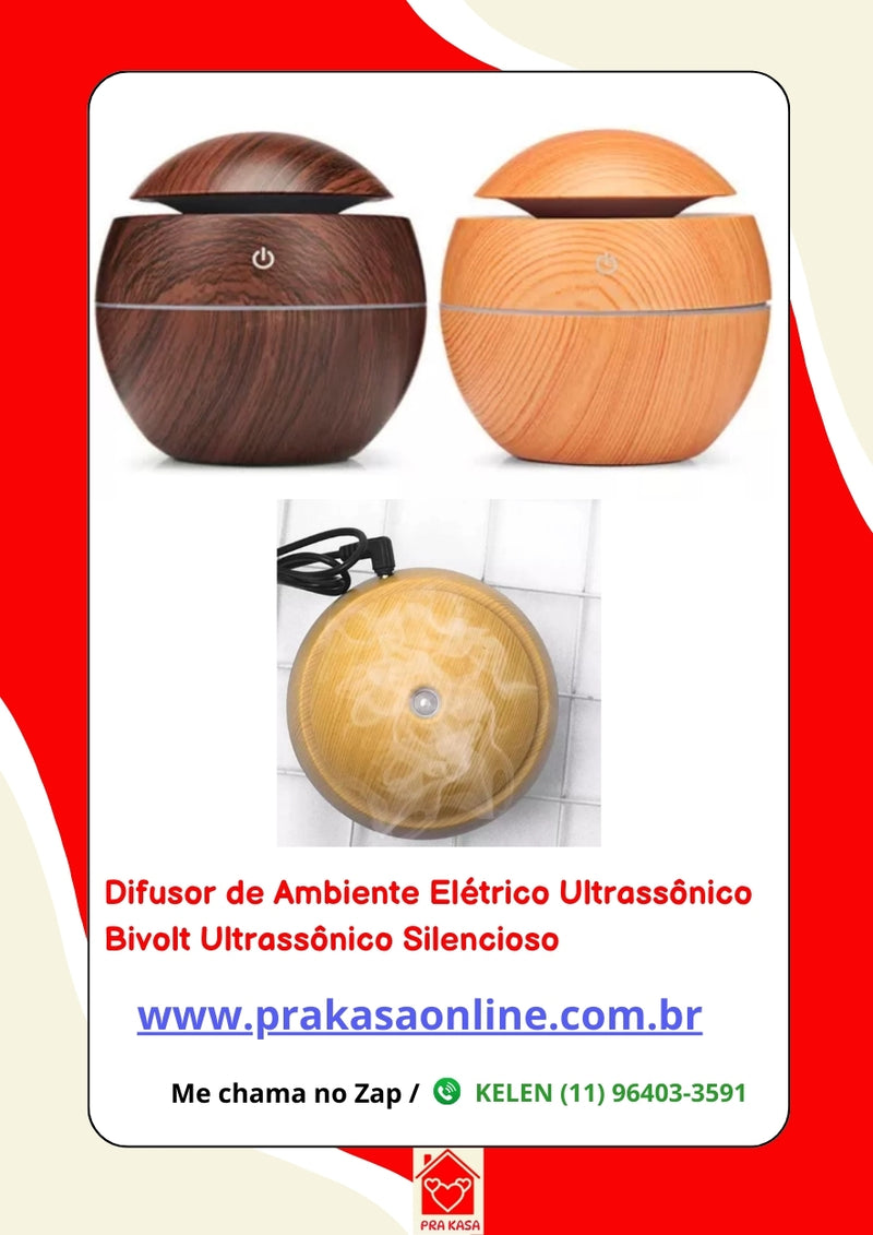 Difusor de Ambiente Elétrico Ultrassônico Bivolt Ultrassônico Silencioso