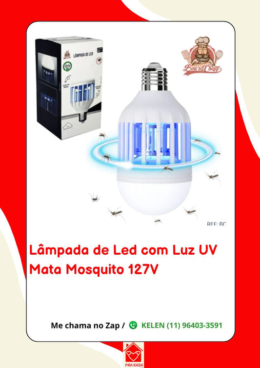Lâmpada Led 60W Mata Mosquito Insetos Pernilongo Moscas