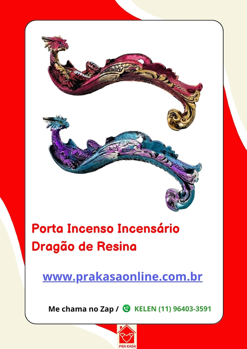 Porta Incenso Incensário Dragão Resina