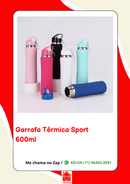 Garrafa Termica Com Chaveiro Emborrachada e 600 ml