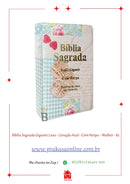 Bíblia Sagrada Gigante Luxo - Coração Azul - Com Harpa - Mulher - RC