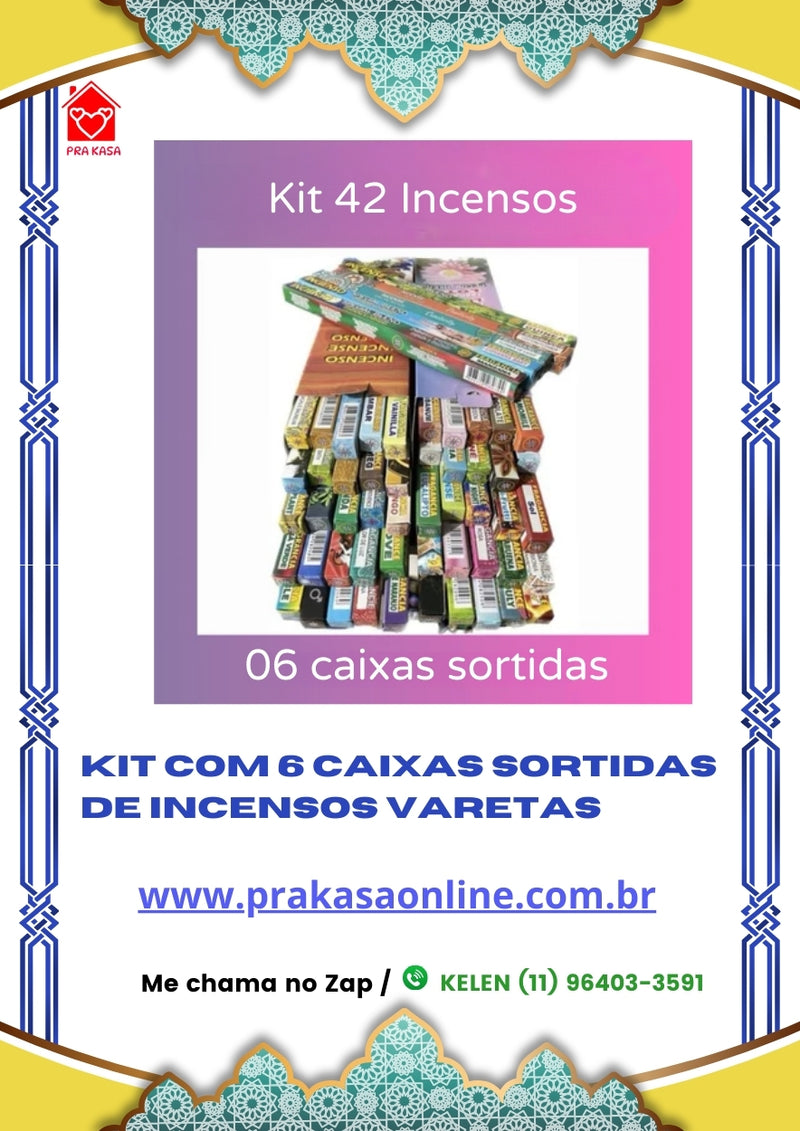 Kit com 6 Caixas Sortidas de Incensos Varetas