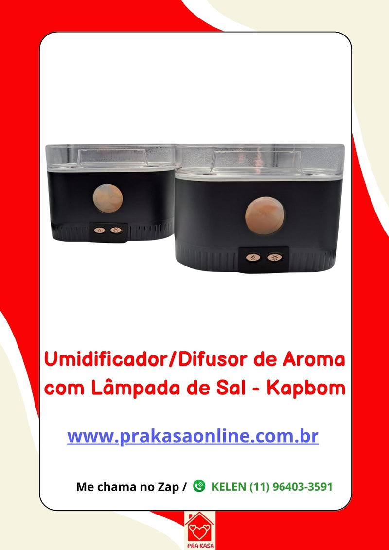 Umidificador/Difusor de Aroma com Lâmpada de Sal 200 ml - Kapbom (KA-2653)
