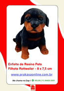 Enfeite de Resina Filhote de Rottweiller Sentado