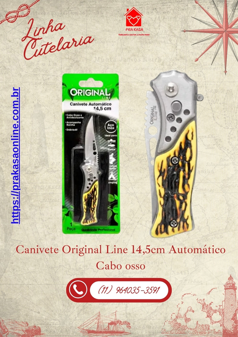 Canivete Original Line 14,5cm Automático Cabo Osso