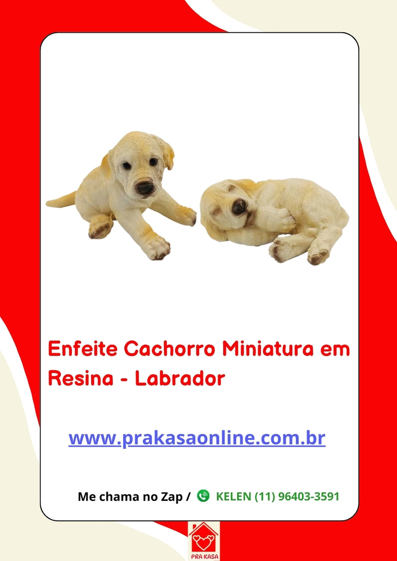 Enfeite Cachorro Miniatura em Resina - Labrador