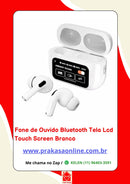 Fone de Ouvido Bluetooth Tela Lcd Touch Screen Branco