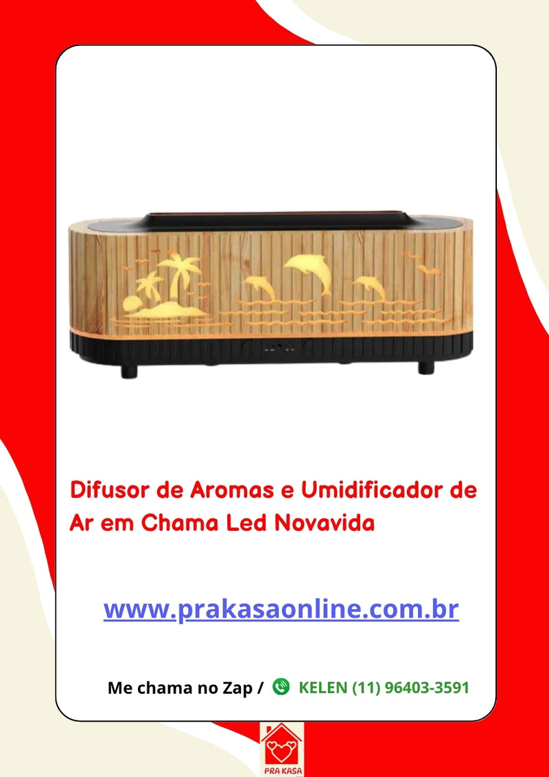 Difusor de Aromas e Umidificador de Ar em Chama Led Novavida