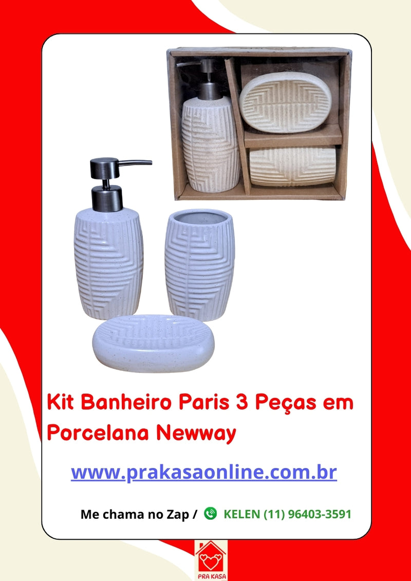 Kit Banheiro Paris 3 Peças em Porcelana – Newway