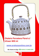 Chaleira Porcelana Oriental/Floral com Infusor 800 ml
