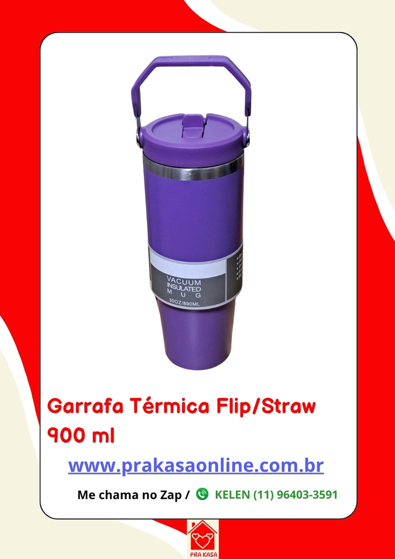 Garrafa Térmica Flip/Straw - 900 ml