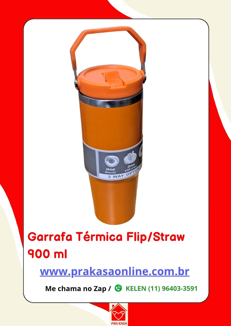 Garrafa Térmica Flip/Straw - 900 ml