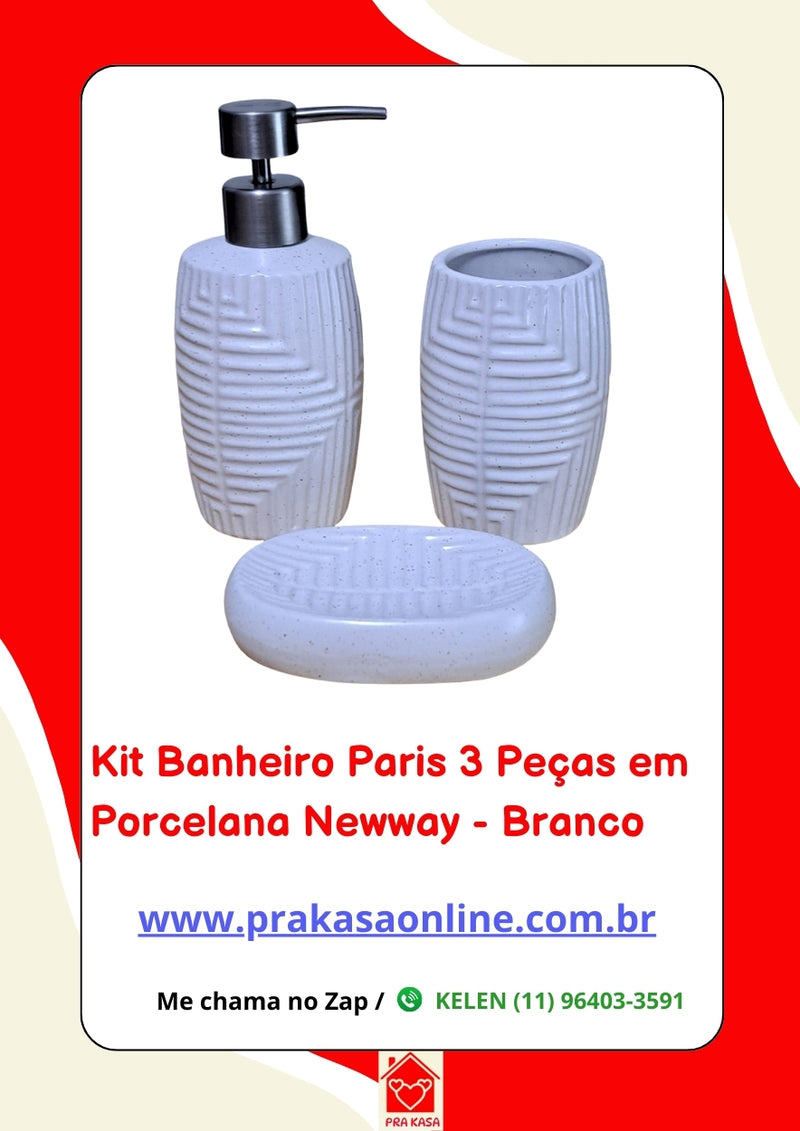 Kit Banheiro Paris 3 Peças em Porcelana – Newway