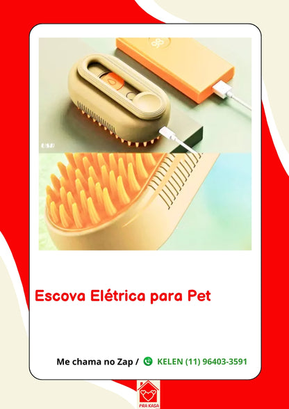 Escova a vapor automática 3 em 1 para gatos e cães