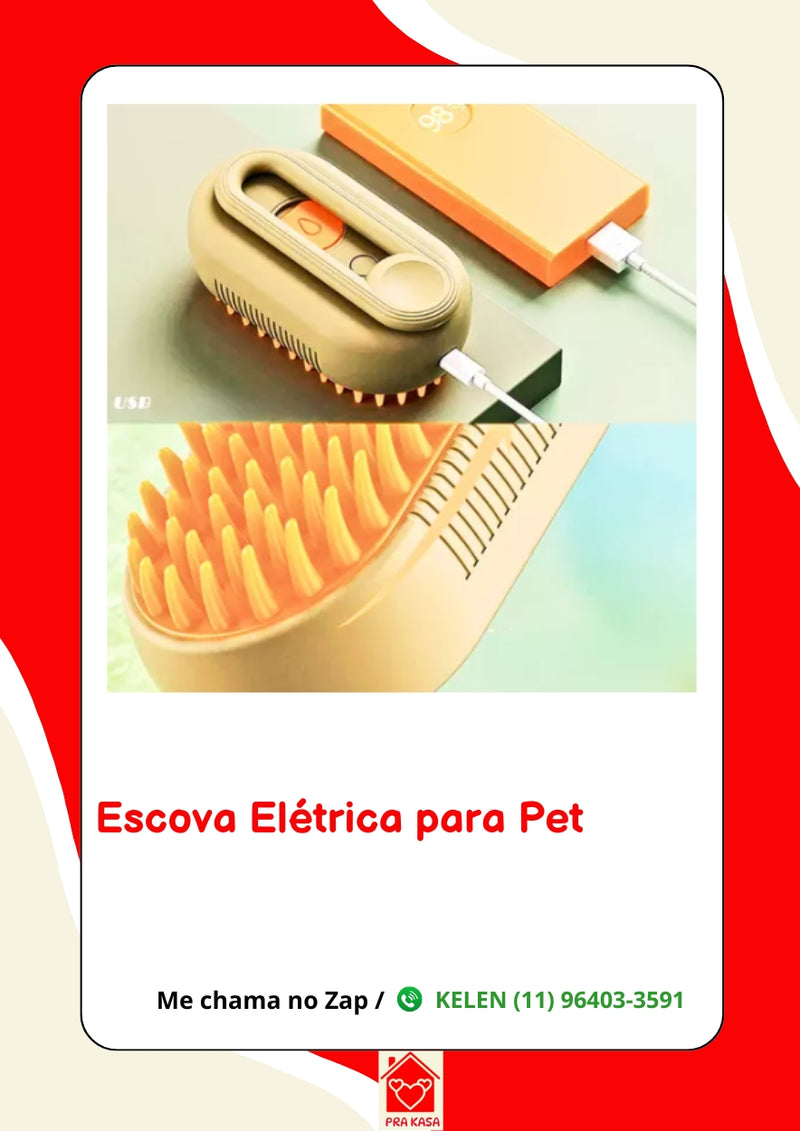 Escova a vapor automática 3 em 1 para gatos e cães