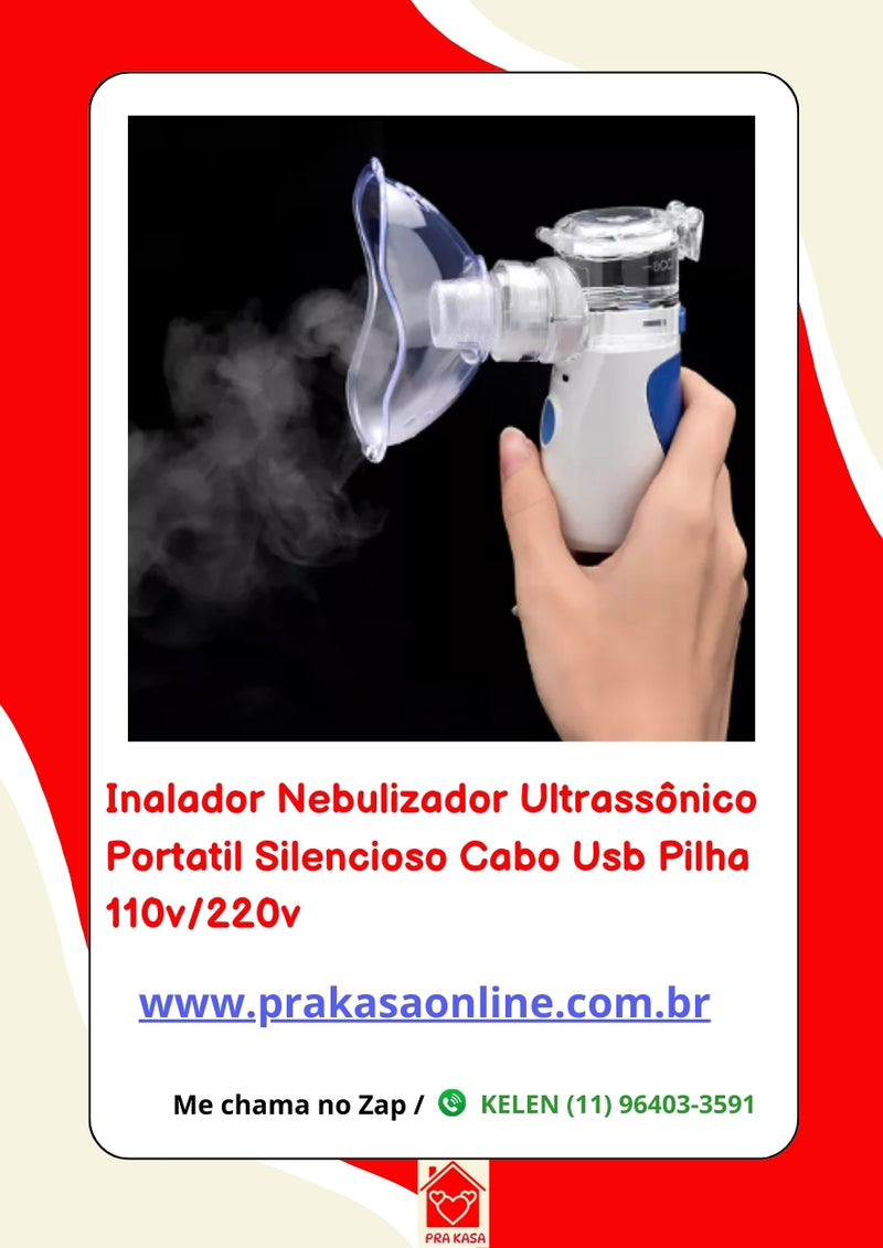 Nebulizador Portátil Silencioso Cabo Usb ou Pilha Bivolt