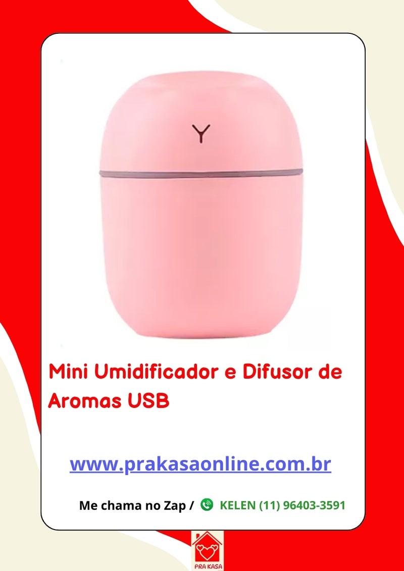 Mini Umidificador e Difusor de Aromas USB
