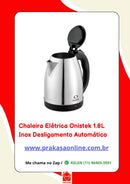 Chaleira Elétrica Onistek 1.8L Inox Desligamento Automático