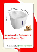 Bebedouro Fonte de Água Elevado Automático com Filtro para Pet - 3L