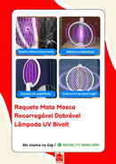 Raquete Elétrica Recarregável Mosquito Automática com Luz UV
