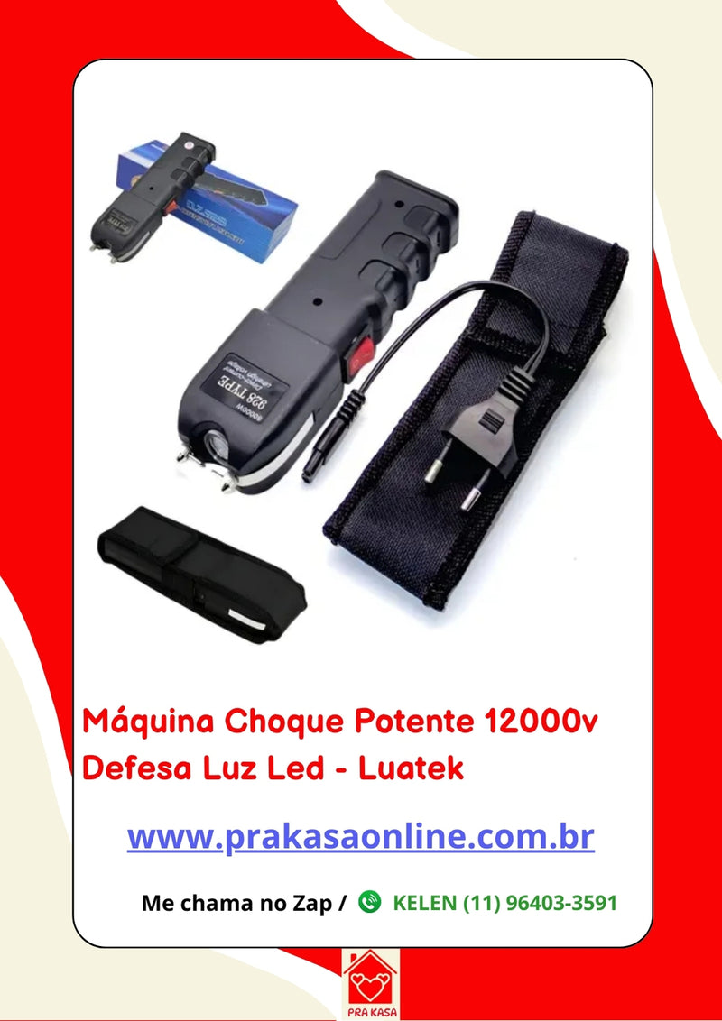 Máquina Choque Potente 12000v Defesa Luz Led - Luatek