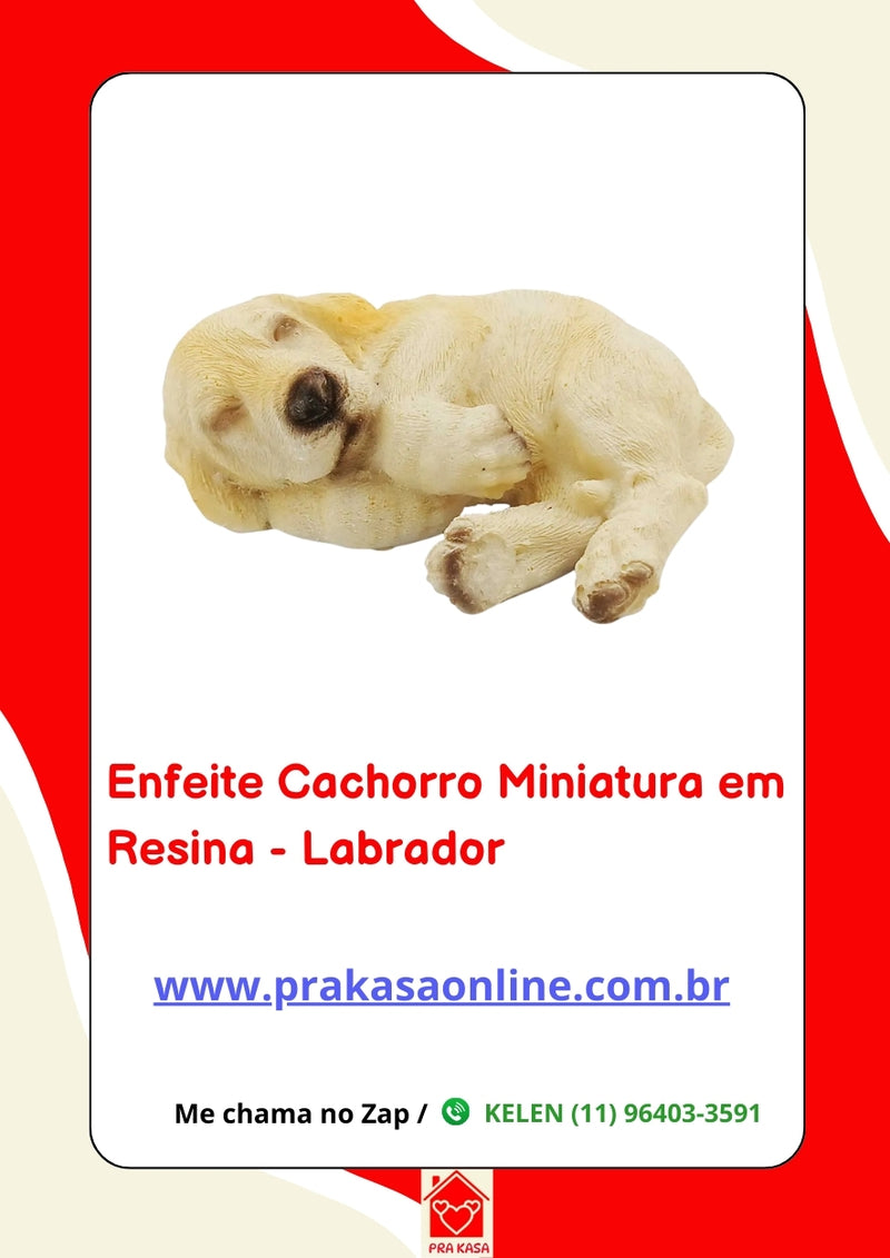 Enfeite Cachorro Miniatura em Resina - Labrador