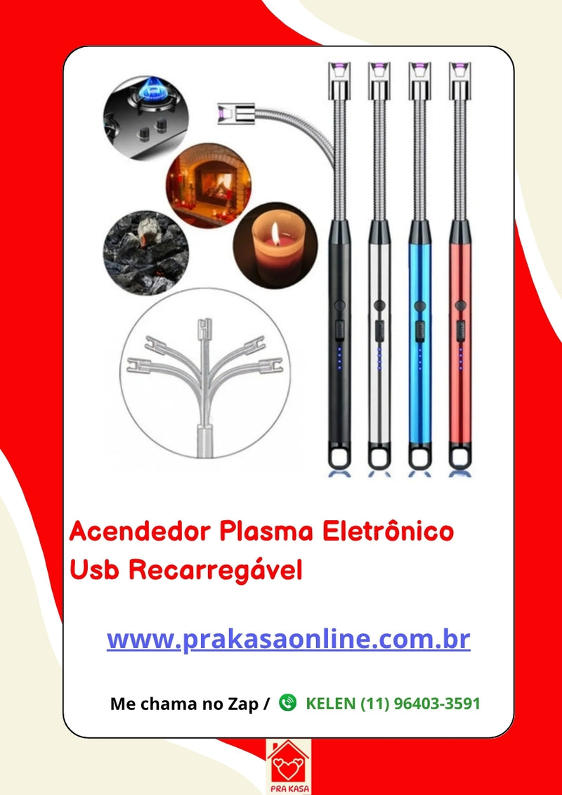Acendedor Plasma Eletrônico USB Recarregável