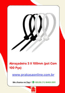 Abraçadeira de Nylon PVC 3x100mm – Pacote com 100 Unidades