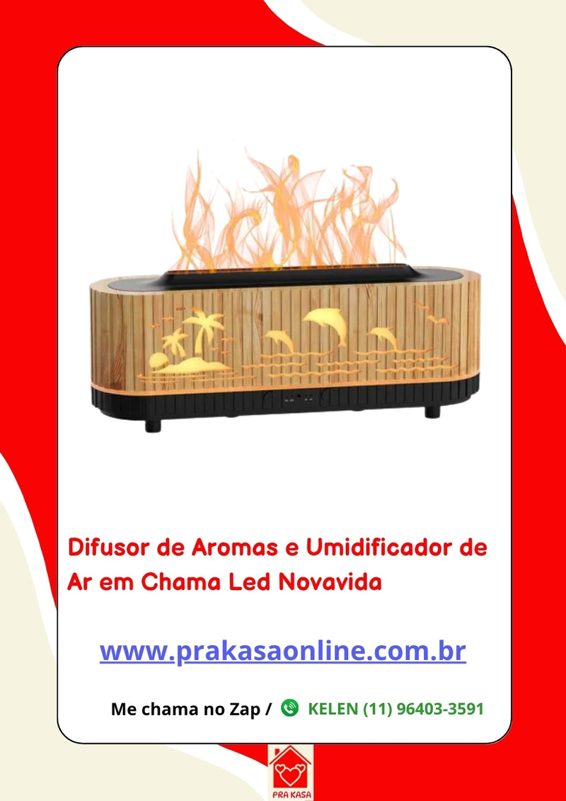 Difusor de Aromas e Umidificador de Ar em Chama Led Novavida
