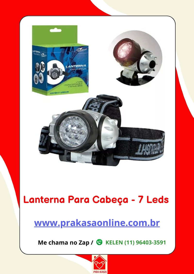 Lanterna de Cabeça 7 Leds Bicicleta Pesca Camping a Pilhas