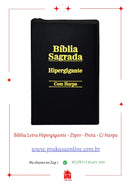 Bíblia Letra Hipergigante - Zíper - Preta - C/ Harpa