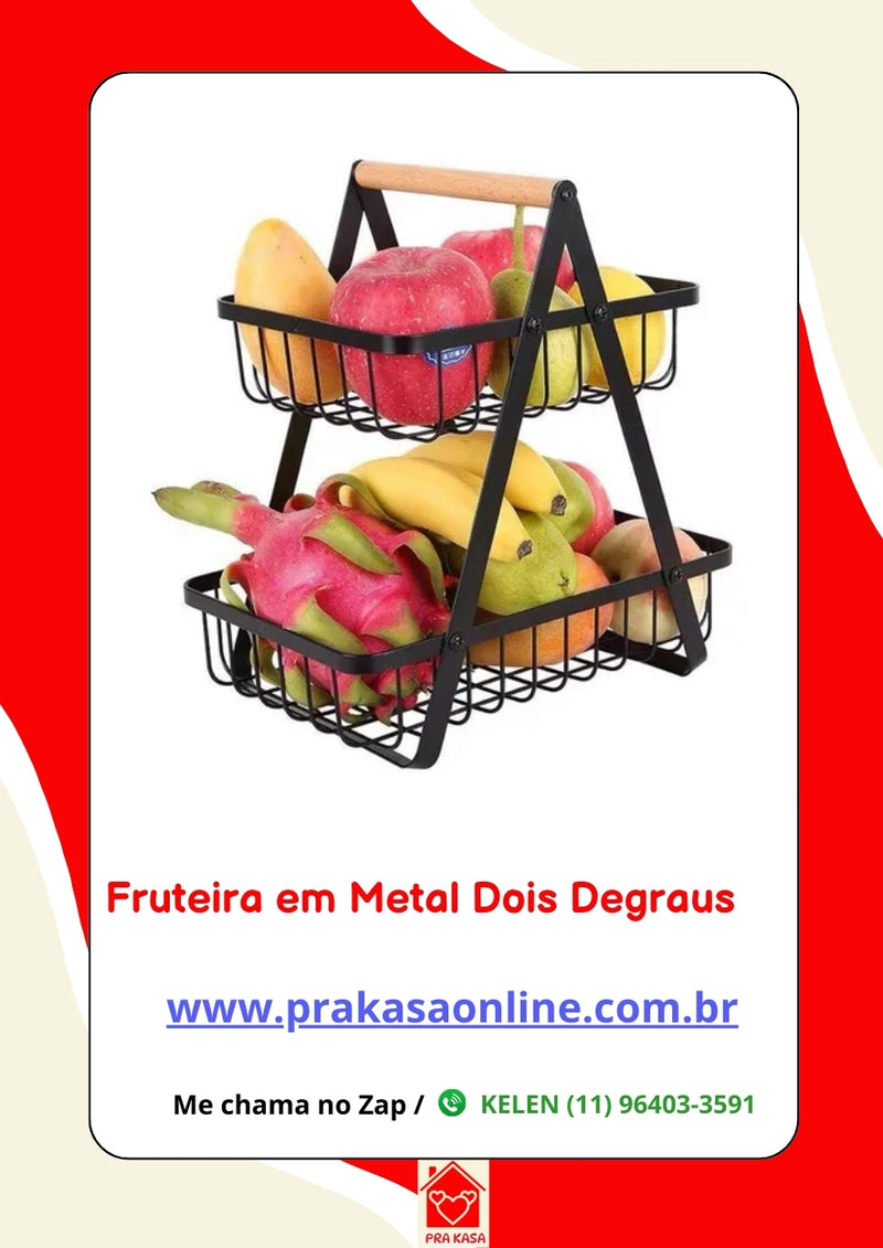Fruteira em Metal Dois Níveis